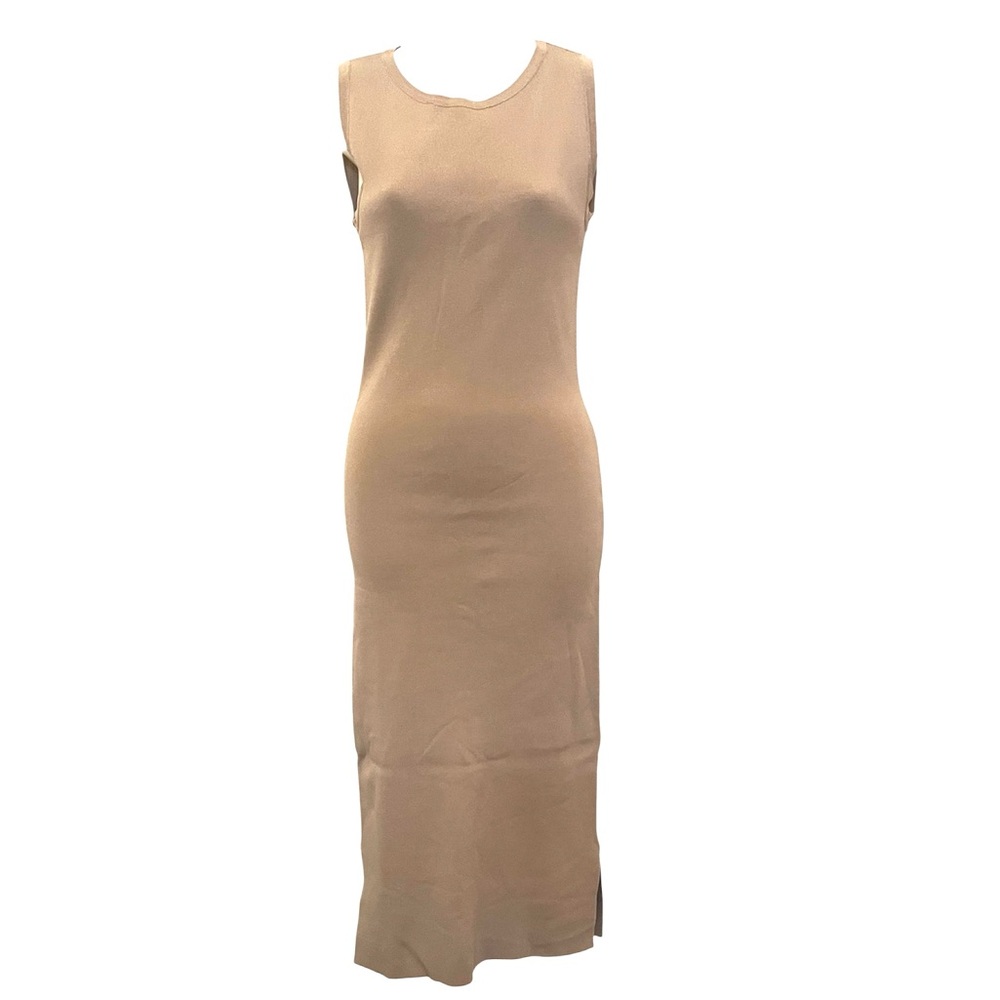 Gilli NWT Cream Tan Midi Form Fitting Bodycon Ribbed Stretchy Dress Size Small